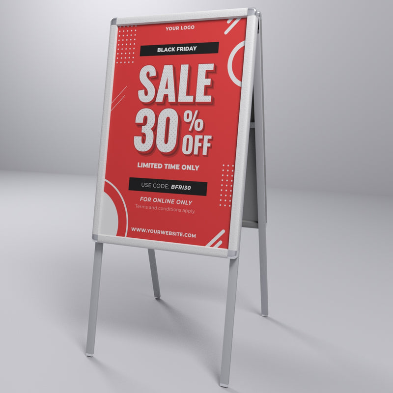 Sidewalk Sign: Aluminum A-Frame Stand (Single-Sided)