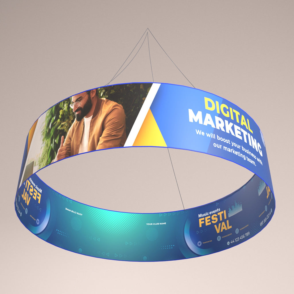 Round Trade Show Hanging Sign